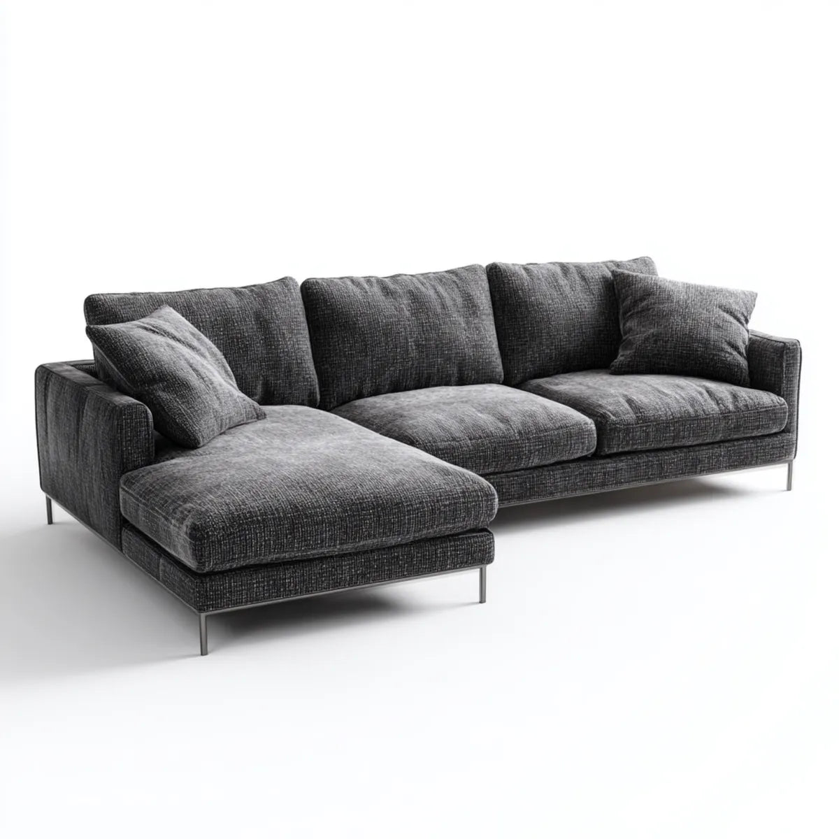 Canapé d'angle gauche 4 places gris anthracite en polyester 280 x 165 x 85 cm