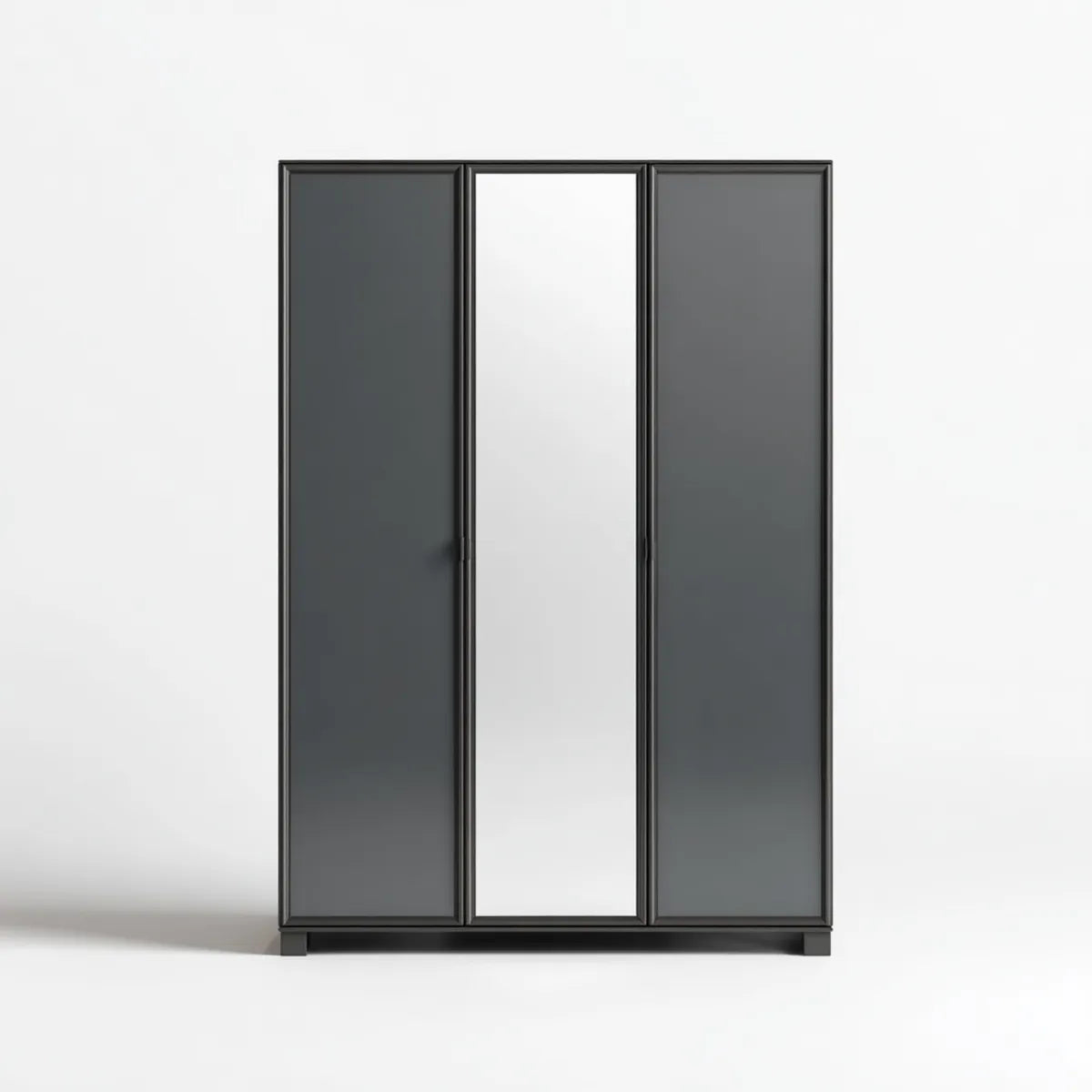Armoire penderie 3 portes anthracite rectangulaire avec miroir 120 x 52 x 190 cm en panneaux de particules mélaminés