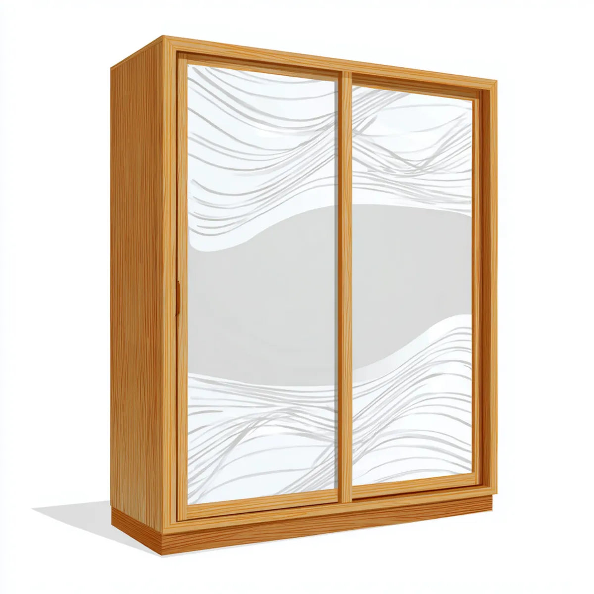 Armoire à portes coulissantes chêne clair blanc et gris en MDF et verre décoratif rectangulaire 180 x 60 x 200 cm
