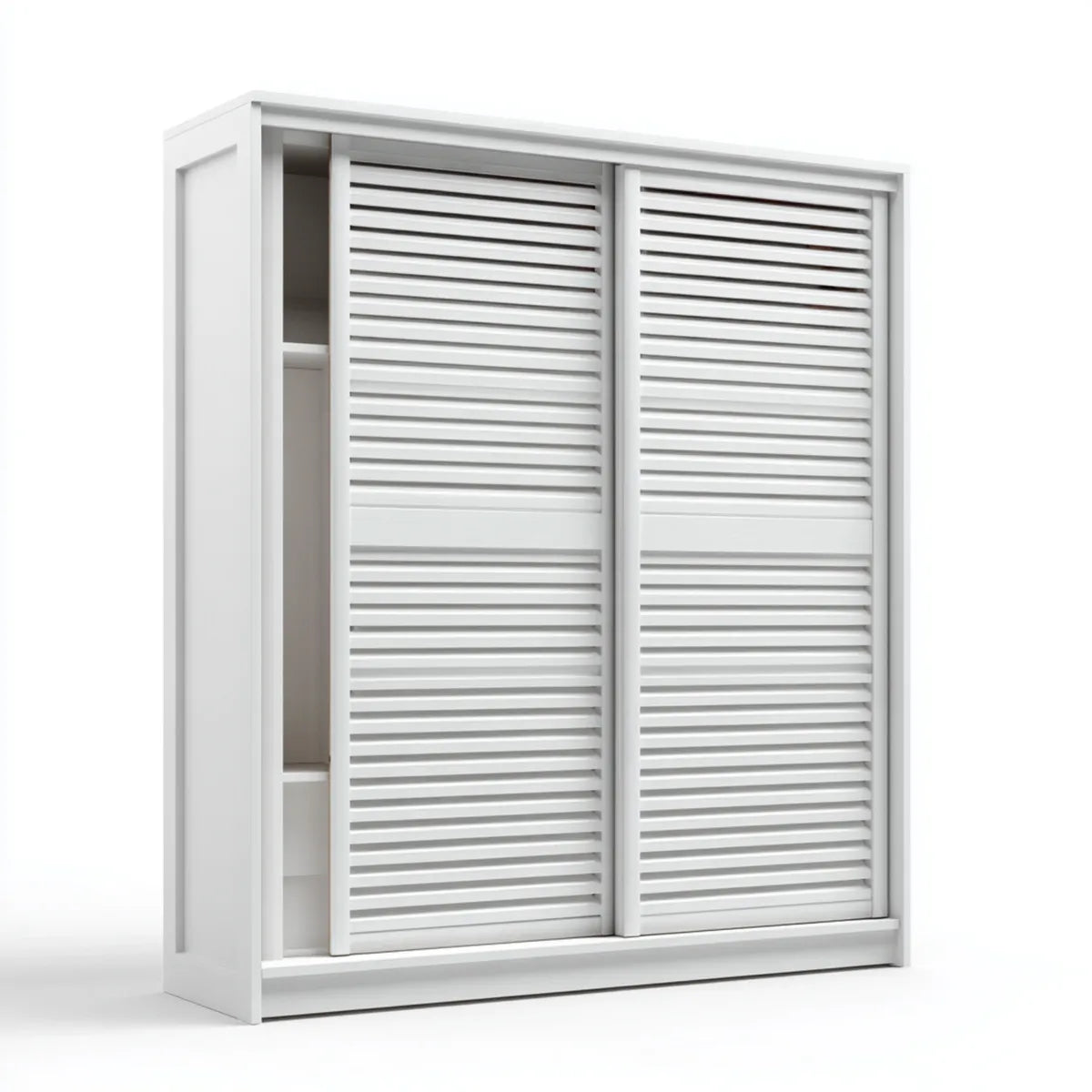 Armoire de chambre à portes coulissantes blanches en MDF 120 x 60 x 200 cm rectangulaire