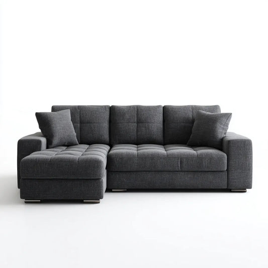 Canapé d'angle gauche 3 places gris anthracite en polyester 250 x 160 x 85 cm