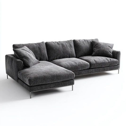 Canapé d'angle gauche 4 places gris anthracite en polyester 280 x 165 x 85 cm