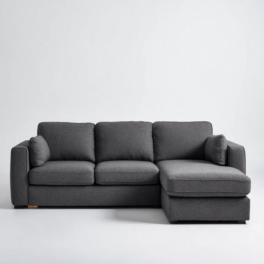 Canapé d'angle droit 3 places gris anthracite en polyester 240 x 160 x 85 cm