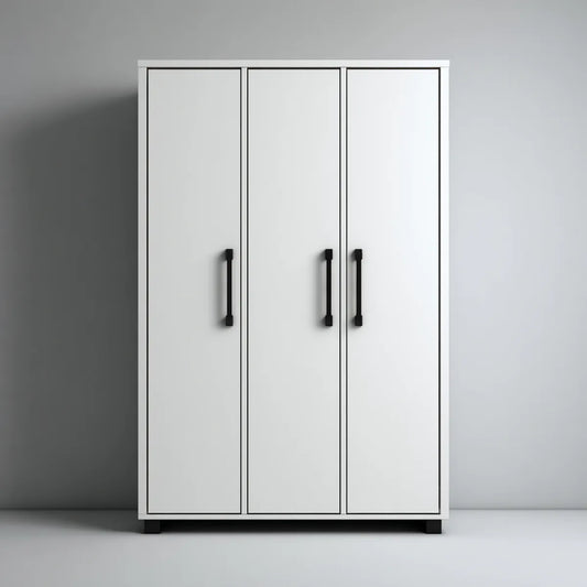 Armoire de chambre 3 portes blanche 120 x 50 x 180 cm en panneaux MDF mélaminés rectangulaire