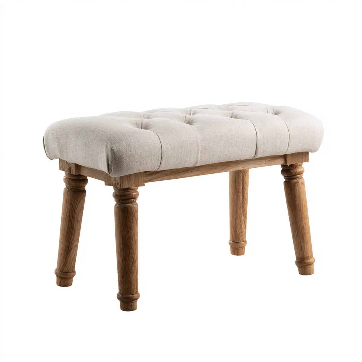 Banc de bout de lit capitonné beige 100 x 40 x 48 cm polyester bois d'hévéa massif rectangulaire