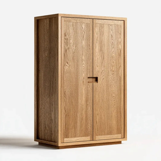 Armoire de chambre 2 portes chêne naturel 100 x 60 x 200 cm en chêne massif rectangulaire