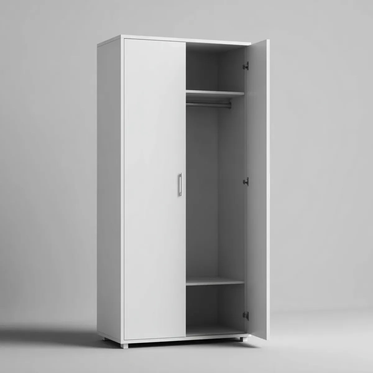Armoire penderie 2 portes blanche en panneaux de particules mélaminés 80 x 50 x 180 cm rectangulaire