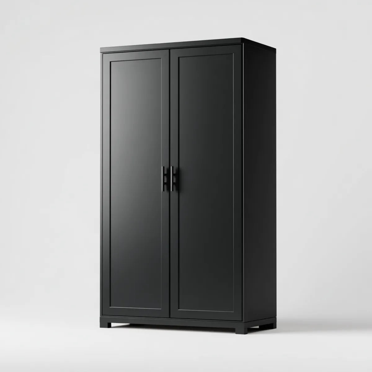 Armoire de chambre à 2 portes noire rectangulaire en panneaux MDF 80 x 50 x 180 cm