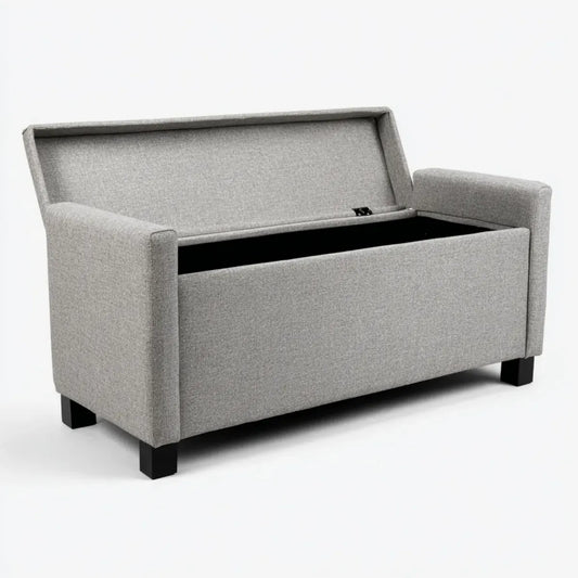 Banc de bout de lit coffre gris 110 x 45 x 65 cm en polyester rectangulaire